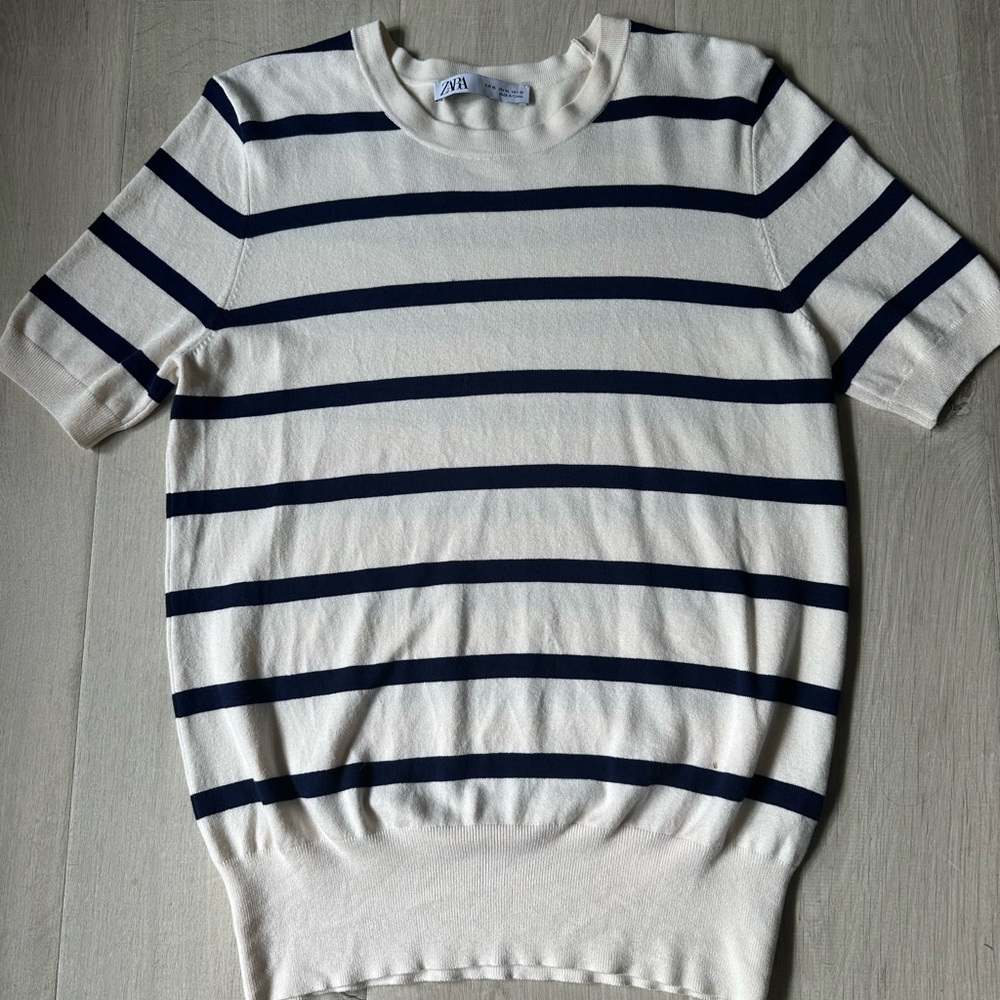 Zara Cream Ribbed Knit Top